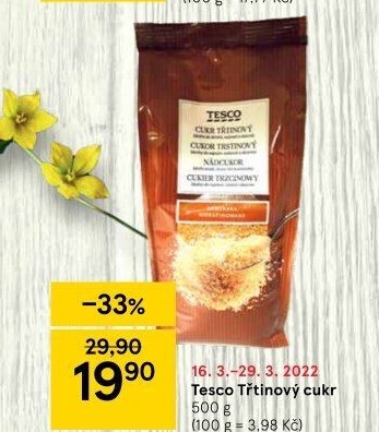 Třtinový cukr Tesco