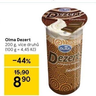 Dezert pudink se šlehačkou Olma