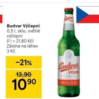 Pivo světlé výčepní Budweiser Budvar