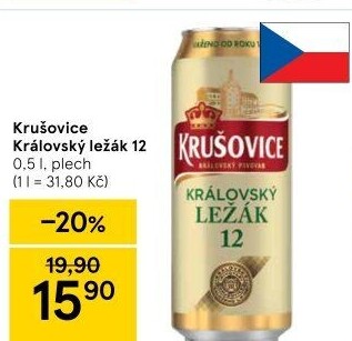 Pivo světlý ležák Královská 12° Krušovice