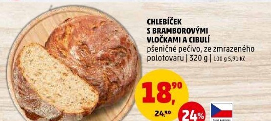 Chléb s bramborovými vločkami a cibulí