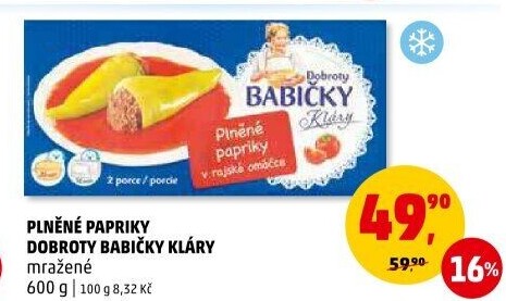 Papriky plněné v rajské omáčce mražené Dobroty babičky Kláry