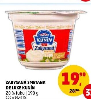Zakysaná smetana de luxe Kunín 20%