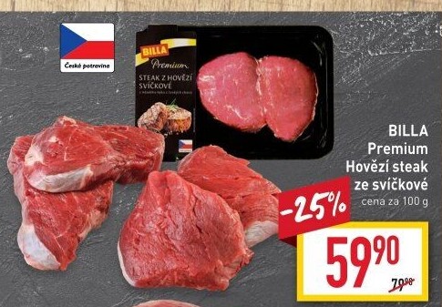 Hovězí steak ze svíčkové Billa Premium