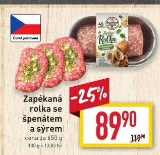 Rolka se špenátem a sýrem Snadné vaření Kostelecké uzeniny