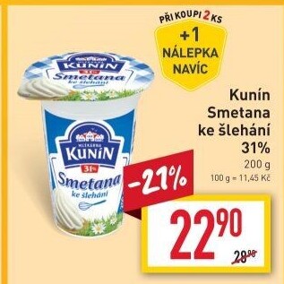 Smetana ke šlehání Kunín 31%