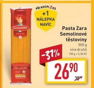 Těstoviny semolinové Pasta Zara