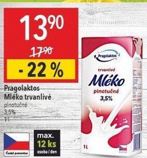 Mléko trvanlivé Pragolaktos - 3,5% plnotučné