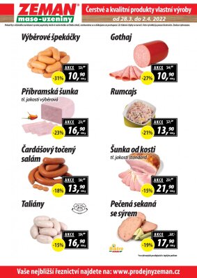 akční leták ZEMAN maso - uzeniny 28.3.2022-2.4.2022