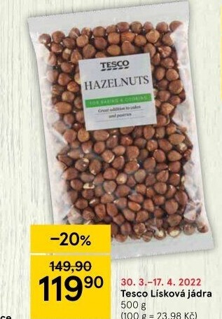 Lískové ořechy Tesco