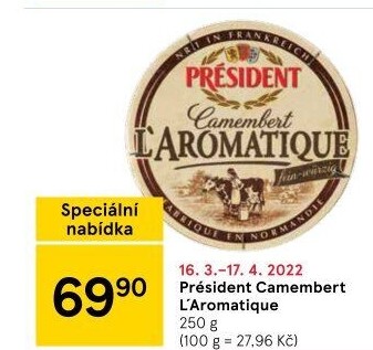 Sýr Camembert L´Aromatique Président