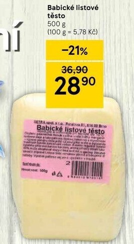 Těsto listové babické Šetra