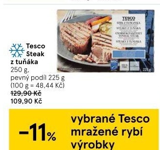 Tuňák steak mražený Tesco