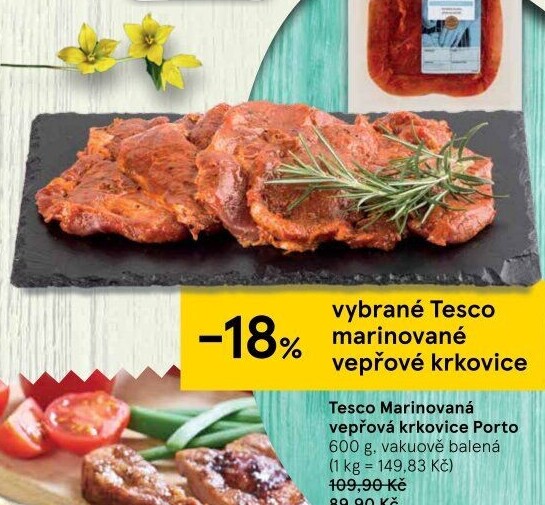 Vepřová krkovice marinovaná bez kosti Tesco