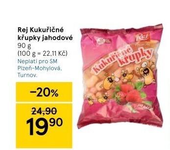 Křupky kukuřičné ochucené bez lepku Rej