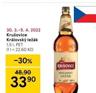 Pivo světlý ležák Královská 12° Krušovice