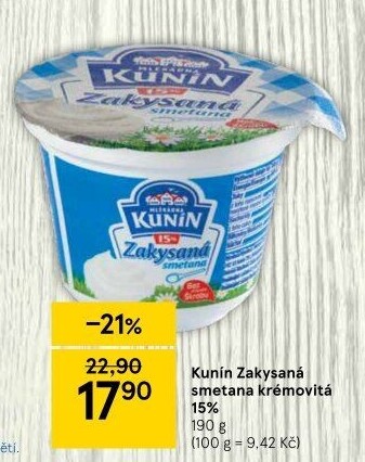 Zakysaná smetana krémovitá Kunín 15%