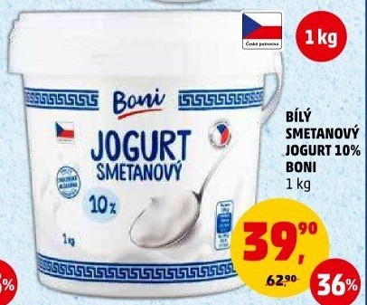 Bílý jogurt smetanový Boni