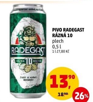 Pivo světlé výčepní Rázná 10° Radegast