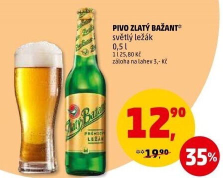 Pivo světlý ležák 12° Zlatý Bažant