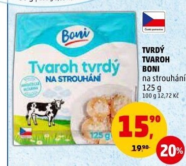 Tvaroh tvrdý na strouhání Boni