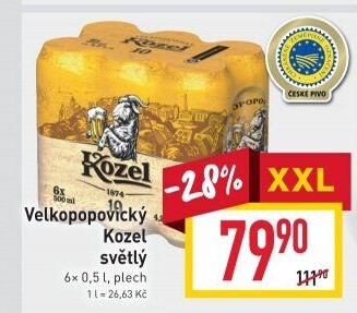 Pivo světlé Velkopopovický Kozel