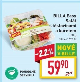 Salát stěstovinami a kuřetem Easy Billa