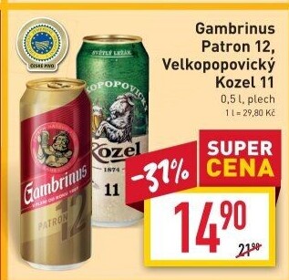 Pivo světlý ležák 12° Patron Gambrinus