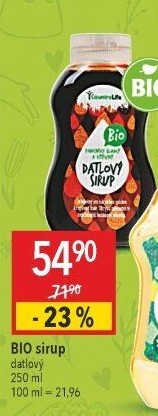 Datlový sirup bio Country Life