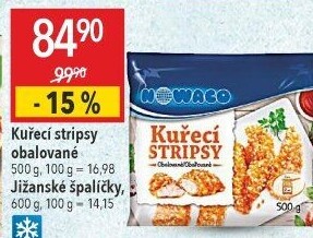 Kuřecí stripsy mražené Nowaco