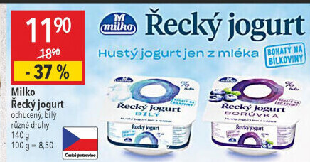 Ochucený jogurt řecký 0% Milko