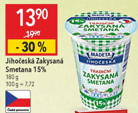 Smetana zakysaná Jihočeská Madeta 15%