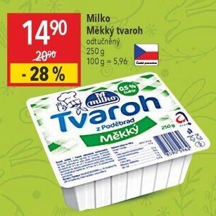 Tvaroh měkký odtučněný z Poděbrad Milko