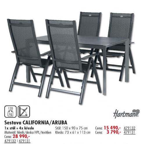 Zahradní polohovatelné křeslo Aruba Hartman
