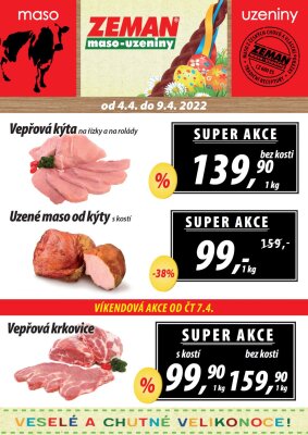akční leták ZEMAN maso - uzeniny 4.4.2022-9.4.2022