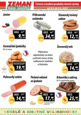 akční leták ZEMAN maso - uzeniny 4.4.2022-9.4.2022