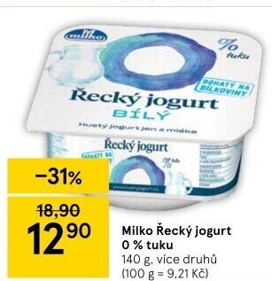 Bílý jogurt řecký 0% Milko