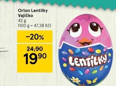 Čokoládové vajíčko s lentilkami Orion