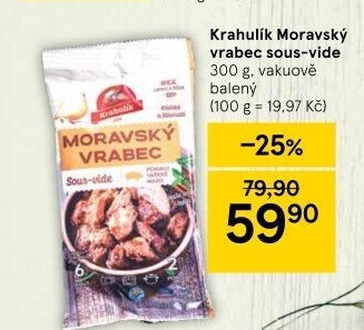 Moravský vrabec Sous vide Krahulík