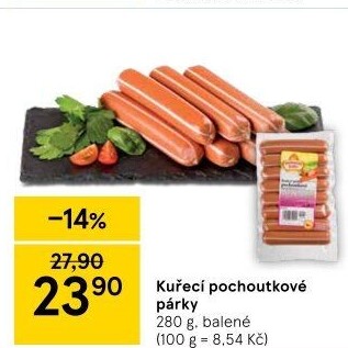 Párky kuřecí pochoutkové Vodňanské kuře