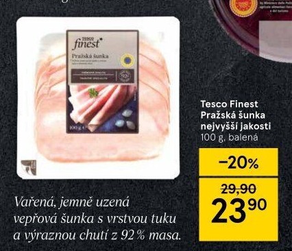 Šunka pražská nejvyšší jakosti Tesco Finest
