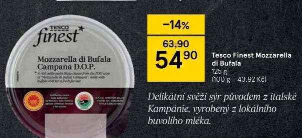 Sýr Mozzarella di Bufala Tesco Finest