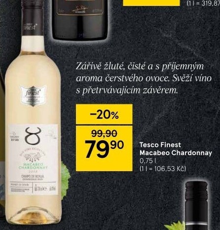 Víno Macabeo Chardonnay Campo de Borja Tesco Finest