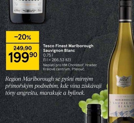 Víno Sauvignon Blanc Marlborough Tesco Finest