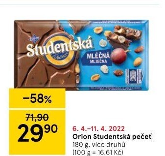 Čokoláda Studentská pečeť Orion