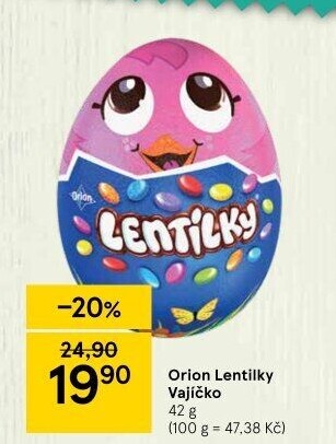 Čokoládové vajíčko s lentilkami Orion