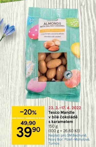 Mandle v čokoládě Tesco
