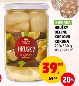 Kompot hrušky Karlova Koruna