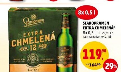 Pivo světlý ležák Extra chmelená 12° Staropramen