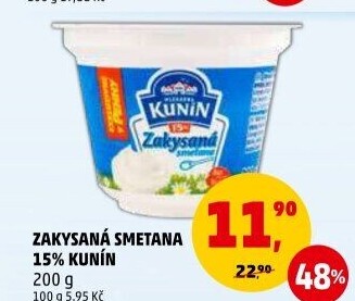 Zakysaná smetana Kunín 15%